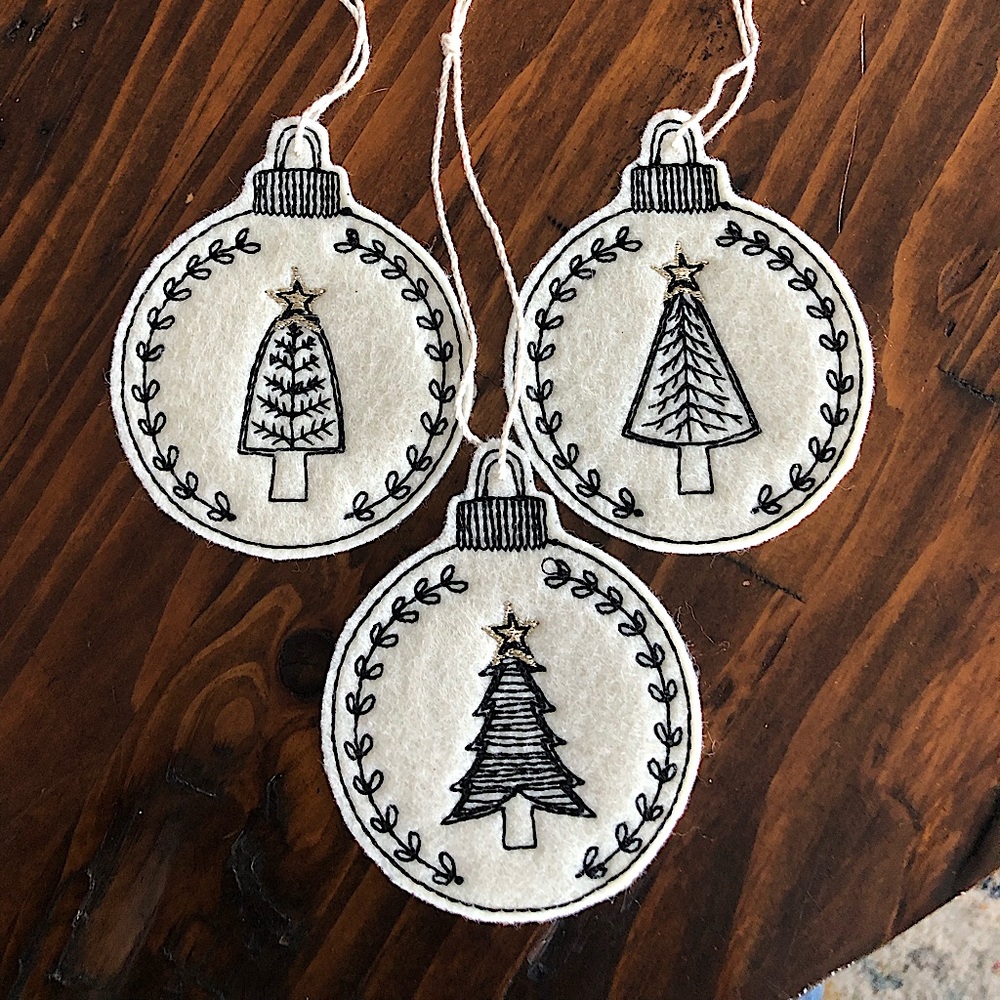 Felt Stitched Christmas Ornaments 🎄 Lot of 3